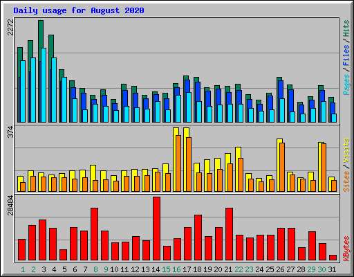 Daily usage for August 2020