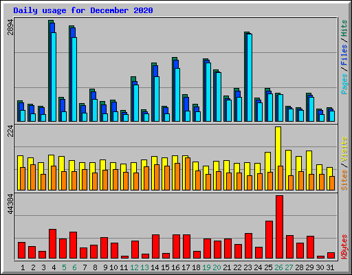 Daily usage for December 2020