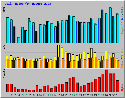 Daily usage for August 2023