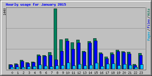 Hourly usage for January 2015